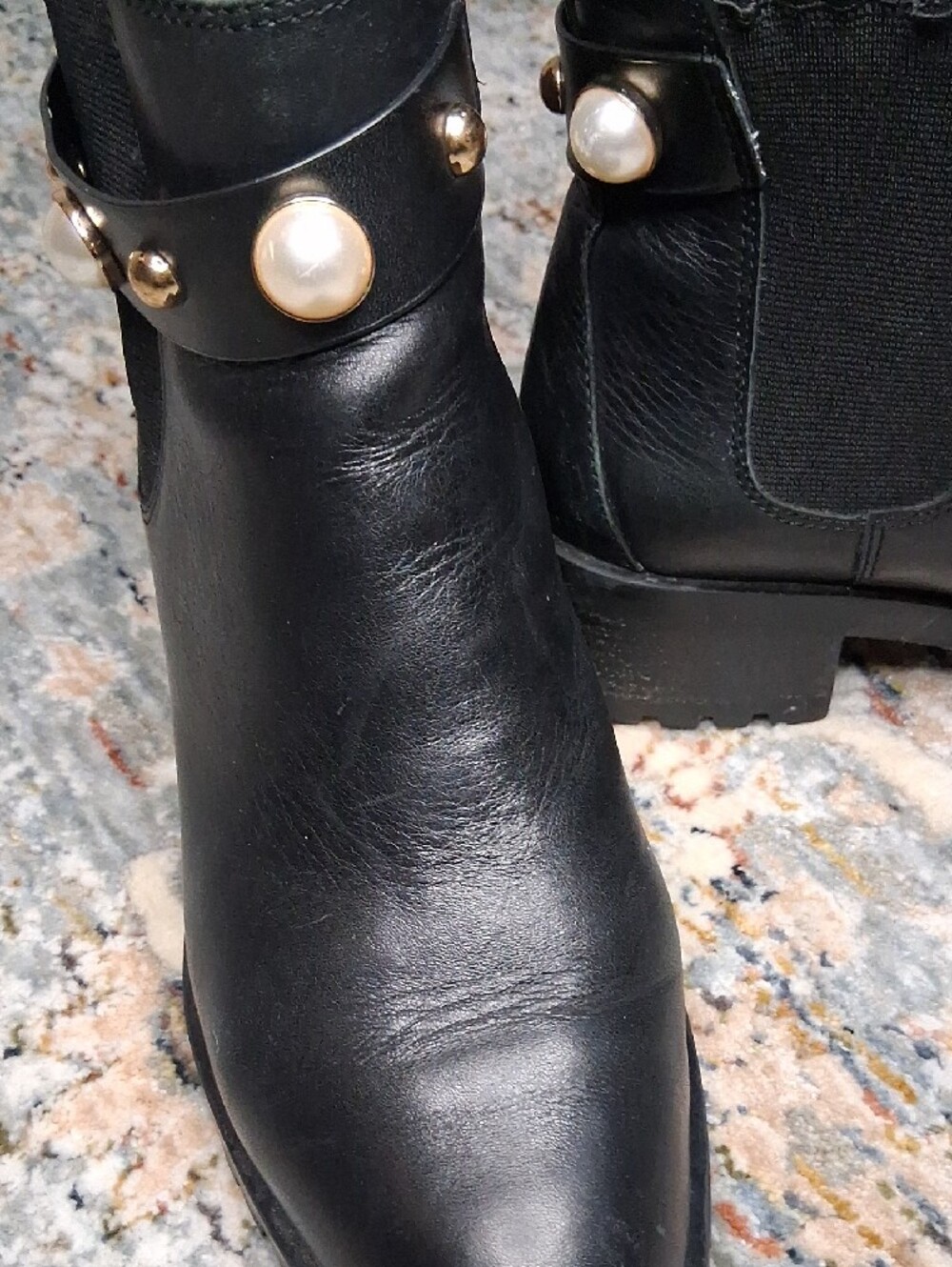 Karl Lagerfeld Black Pearl-Embellished Ankle Booties - Picture 5 of 8